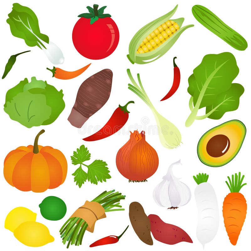 Iconos lindos coloridos del vector: Frutas, vehículo, f ilustración del vector Iconos lindos coloridos del vector: Frutas, vehículo, f ilustración del vector
