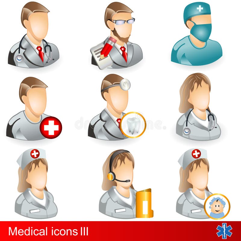 A collections of different medical icons, medical professions. A collections of different medical icons, medical professions.