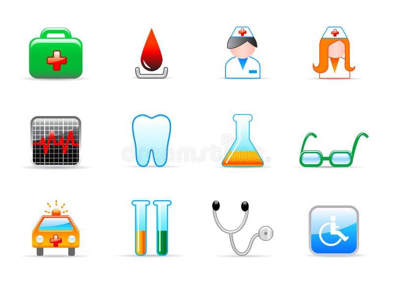 Set of 12 colorful medical icons. Set of 12 colorful medical icons