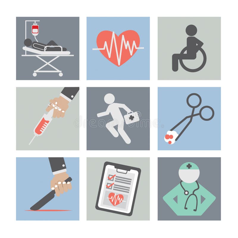 Flat Design Medical icons Illustration. Flat Design Medical icons Illustration