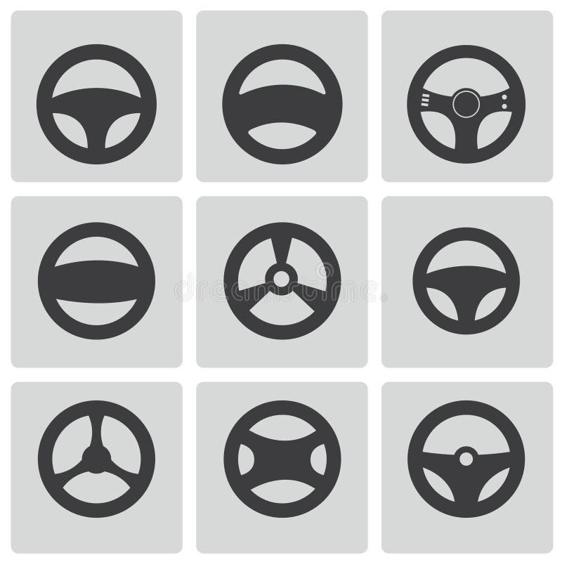 Vector black Steering wheels icons set. This is file of EPS10 format. Vector black Steering wheels icons set. This is file of EPS10 format.