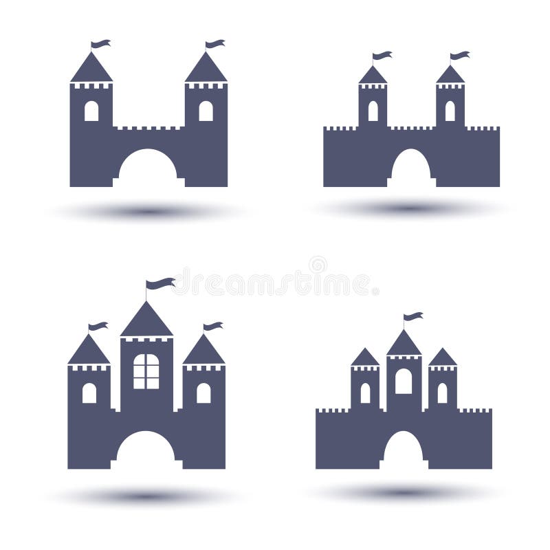 Iconos negros del castillo fijados ilustración del vector Iconos negros del castillo fijados ilustración del vector
