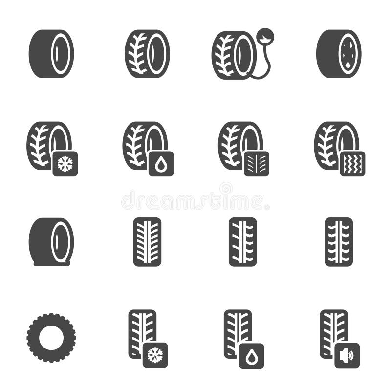 Iconos negros del neumático del vector fijados libre illustration