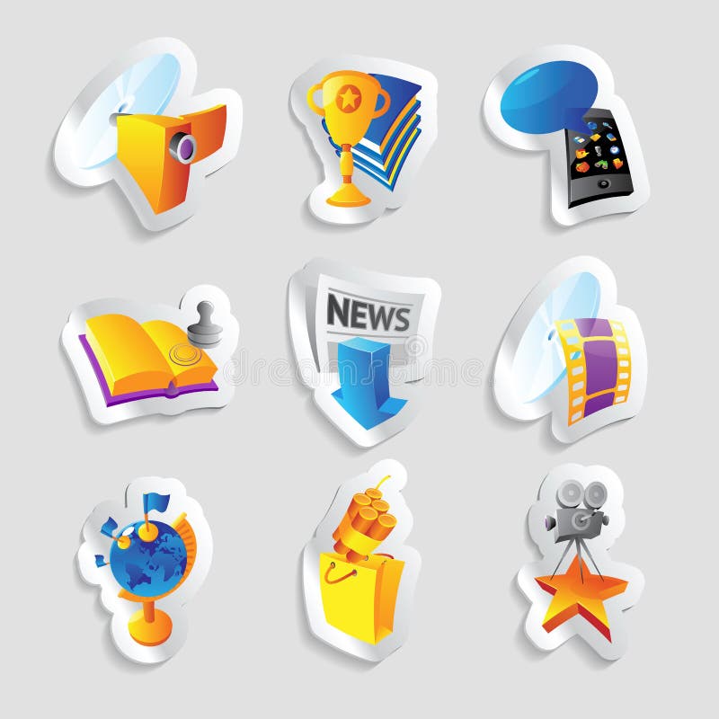 Icons for media and entertainment. Vector illustration. Icons for media and entertainment. Vector illustration.