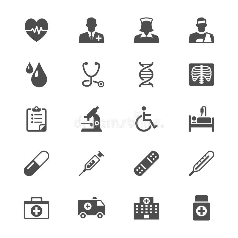 Iconos planos de la atención sanitaria