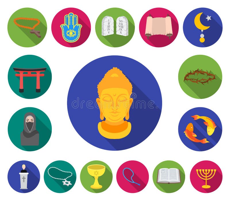 Iconos planos de la religión y de la creencia en la colección del sistema para el diseño Accesorios, ejemplo del web de la acción ilustración del vector Iconos planos de la religión y de la creencia en la colección del sistema para el diseño Accesorios, ejemplo del web de la acción ilustración del vector