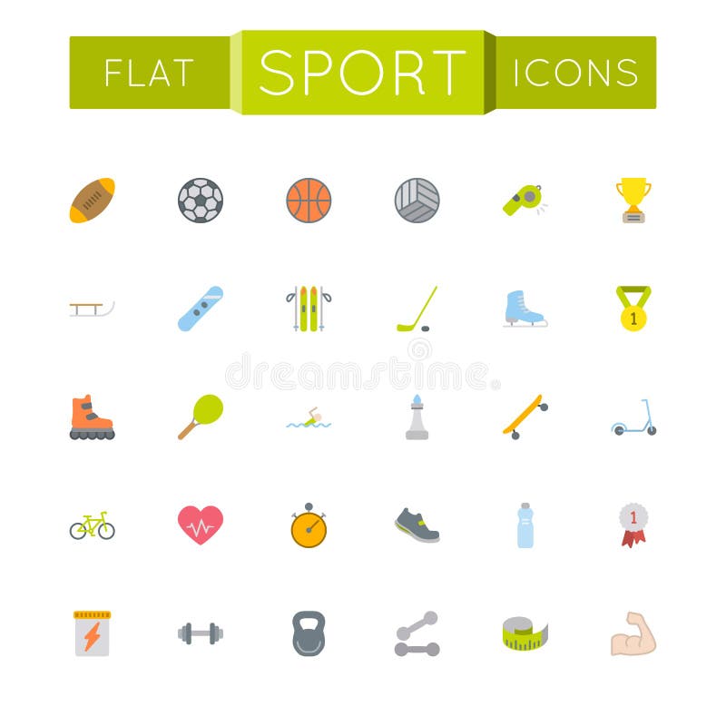 Iconos planos del deporte del vector libre illustration Iconos planos del deporte del vector libre illustration