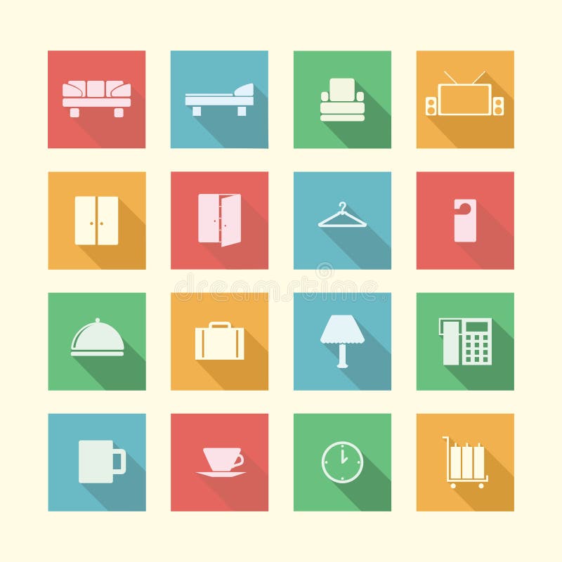 Iconos planos para el hotel libre illustration Iconos planos para el hotel libre illustration