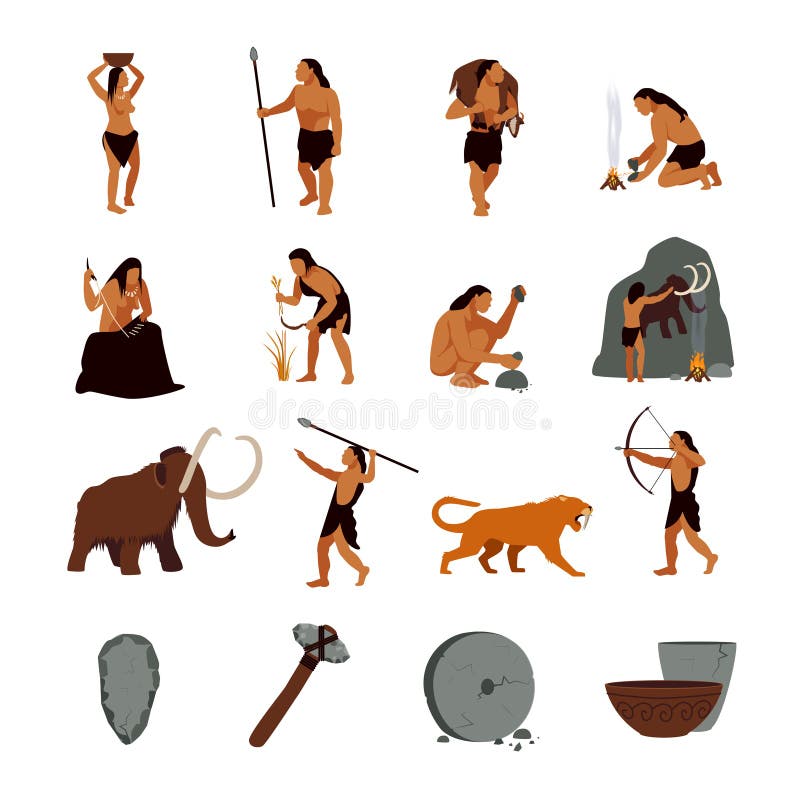 Iconos prehistóricos del hombre de las cavernas de la Edad de Piedra