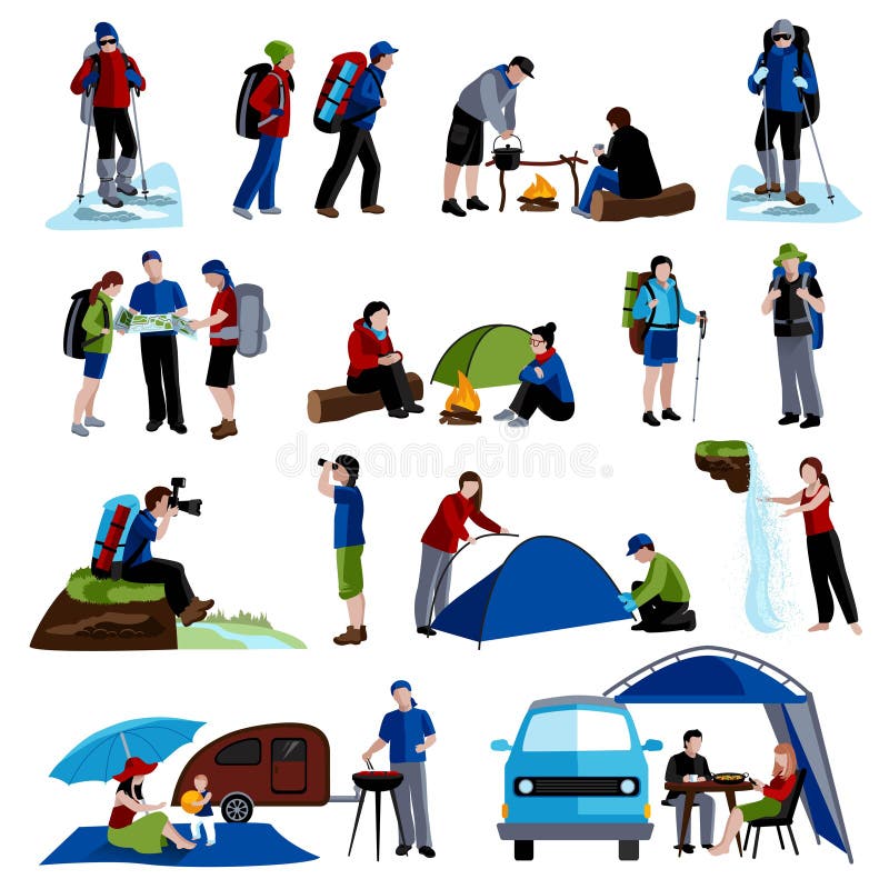 Conjunto de Iconos de Camping stock de ilustración