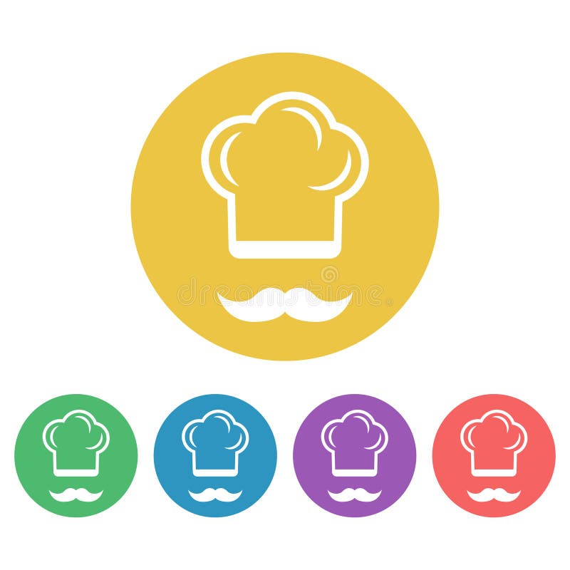 Iconos redondos coloreados vector del estilo plano del cocinero stock de ilustración Iconos redondos coloreados vector del estilo plano del cocinero stock de ilustración