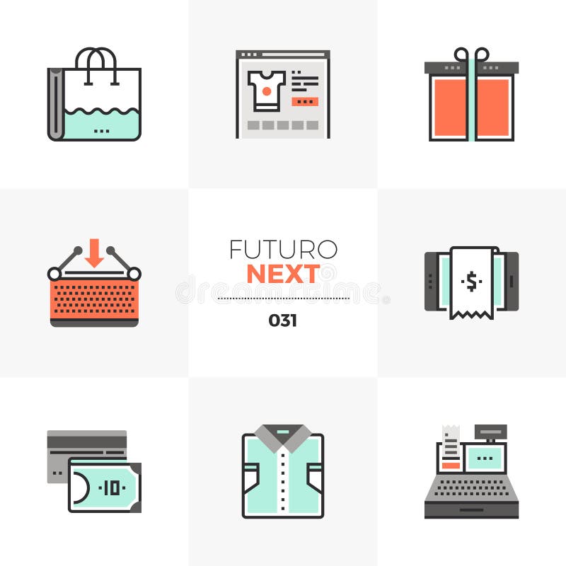 Iconos siguientes de Futuro del comercio electrónico