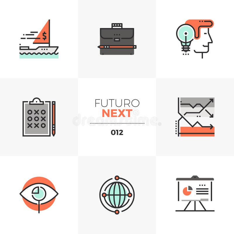 Iconos siguientes de Futuro de la estrategia de inversión stock de ilustración Iconos siguientes de Futuro de la estrategia de inversión stock de ilustración