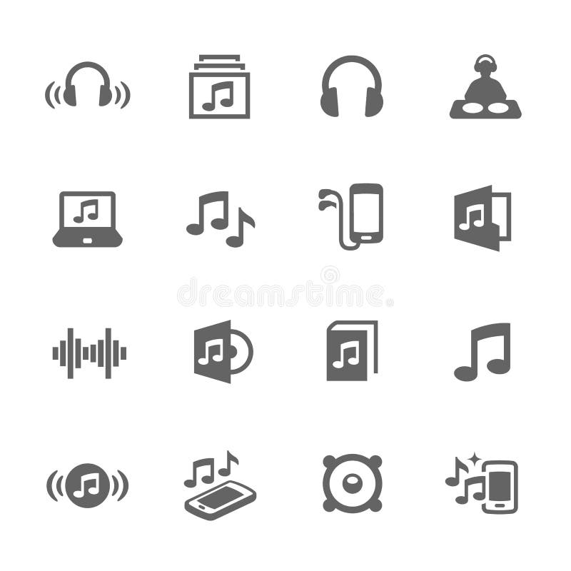 Iconos simples de los sonidos stock de ilustración Iconos simples de los sonidos stock de ilustración