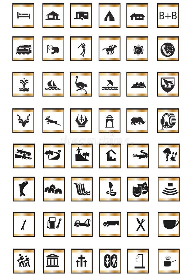 Iconos turísticos stock de ilustración Iconos turísticos stock de ilustración
