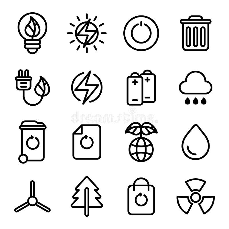 Iconos verdes de la energía libre illustration Iconos verdes de la energía libre illustration