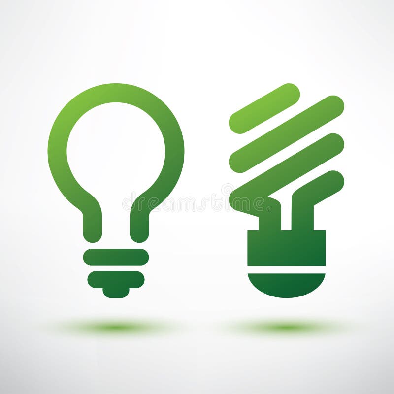 Iconos verdes del bulbo fijados ilustración del vector Iconos verdes del bulbo fijados ilustración del vector