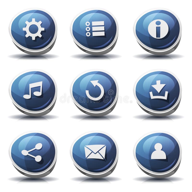 Iconos y botones de la señal de tráfico para el juego de Ui stock de ilustración Iconos y botones de la señal de tráfico para el juego de Ui stock de ilustración