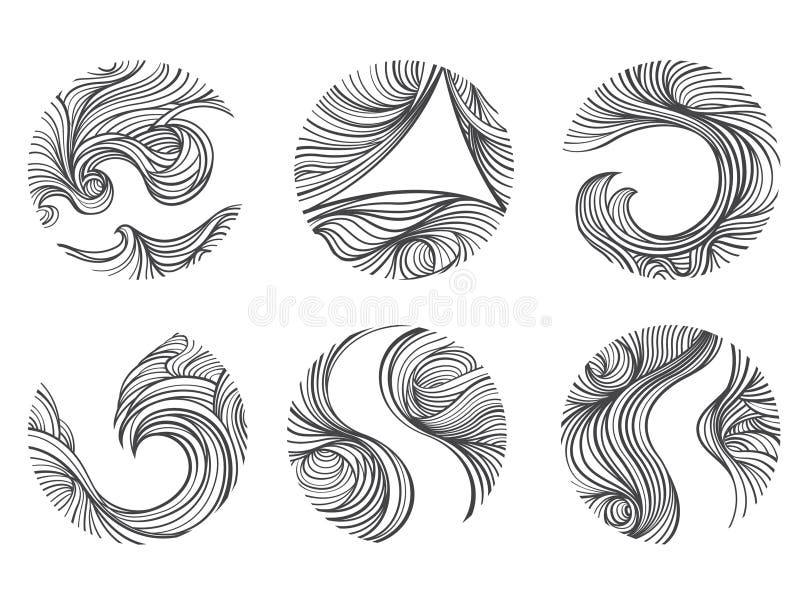 Abstract Wind line round shape logo icon set. White background. royalty free illustration Abstract Wind line round shape logo icon set. White background. royalty free illustration