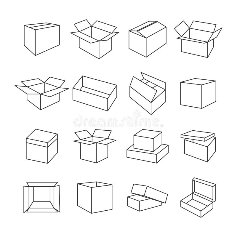 Icons Box, Vector Illustration. Stock Vector Illustration of outline
