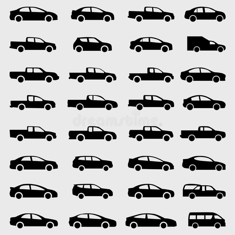 Cars icons set on gray background Royalty Free Vector Image