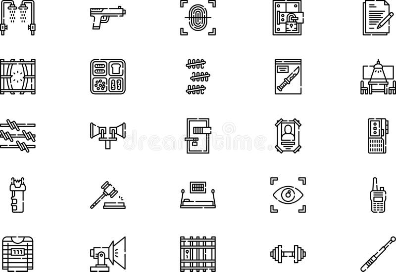 Prison icons collection is a vector illustration with editable stroke. royalty free illustration