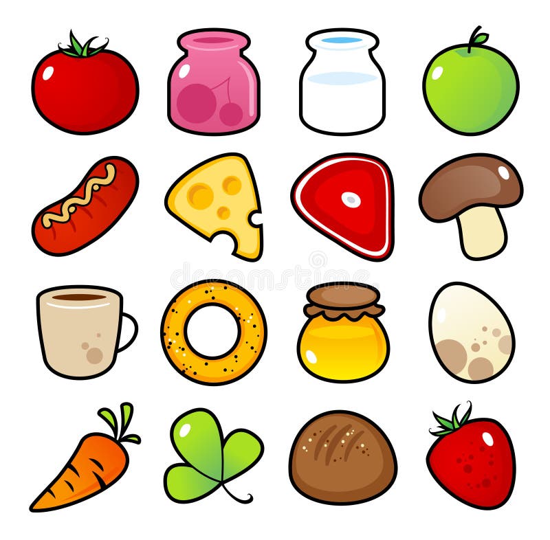 Icons with food meals. vector illustration