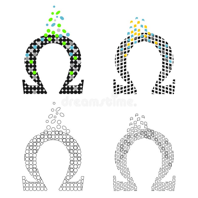 Icons Greek Letter Omega Set stock illustration