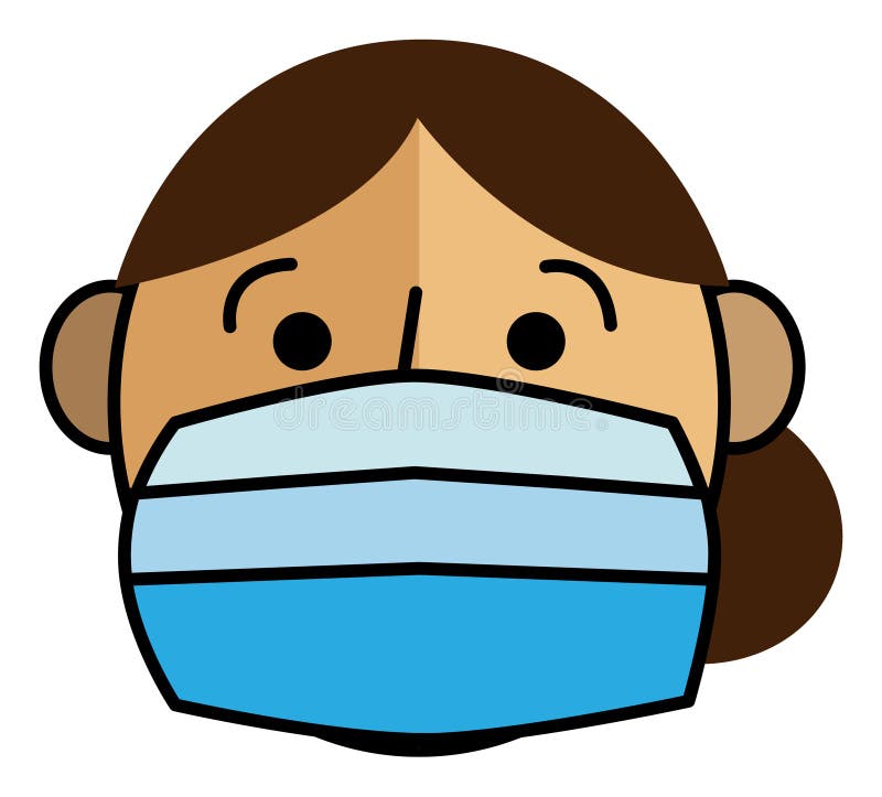 A Female Person Wearing a Blue Face Mask Color Vector Stock Image