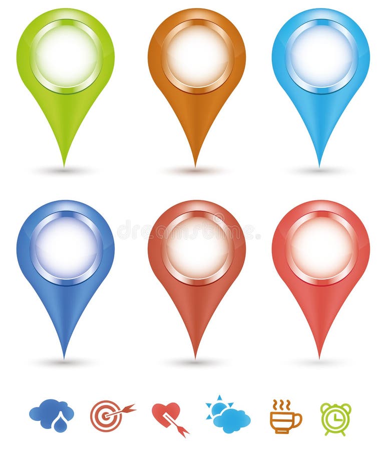 Pin icons mockup,whit example user icons. Pin icons mockup,whit example user icons.