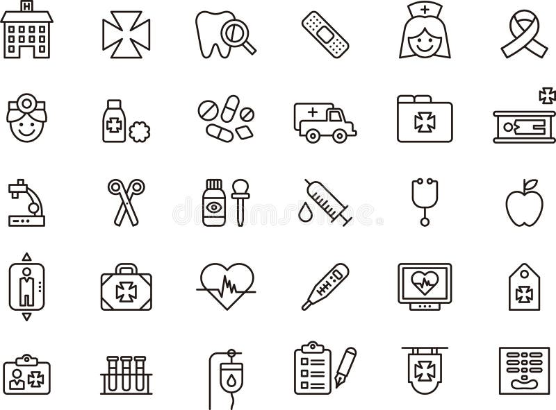 Icons related to medical care vector illustration
