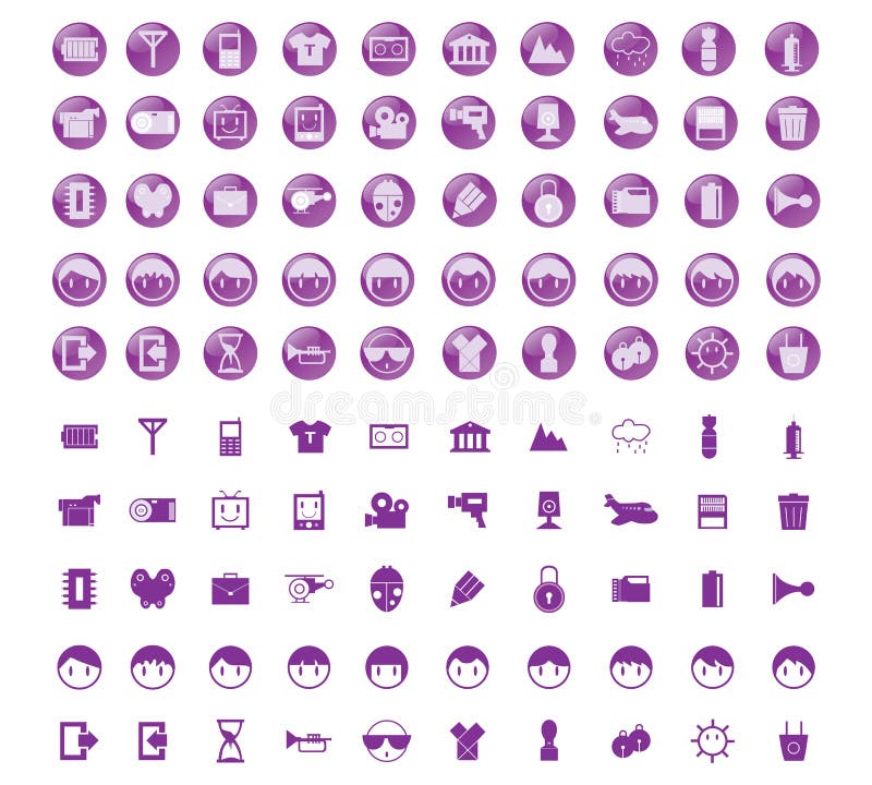 Flat Line Colorful Icons Collection of Human Brain Process Stock Vector ...