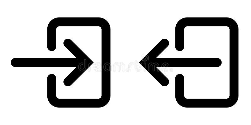 Icons sign in and sign out app vector symbol logout and login, arrow and door icon exit and entry stock illustration