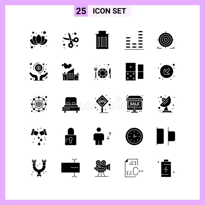 25 Icons in Solid Style. Glyph Symbols on White Background Stock Vector ...