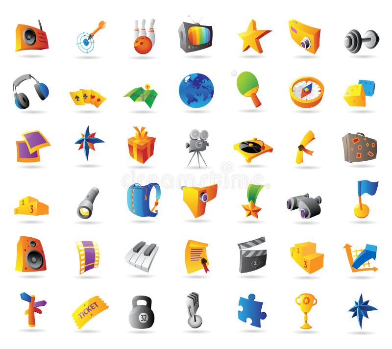 Icons for sport and travel stock vector. Illustration of gift 22093955
