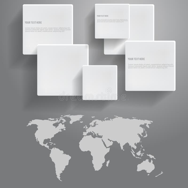 Icons and world map, for design royalty free illustration