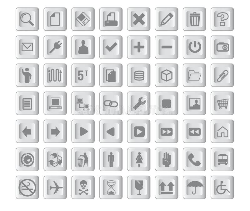 Squarish gray color icon designs. Squarish gray color icon designs