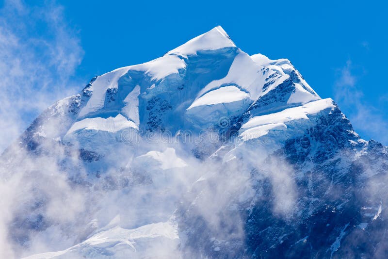 Summit top of Aoraki Mt Cook highest peak of NZ