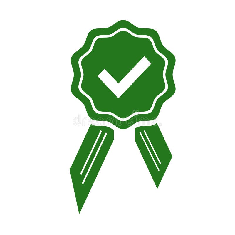 Icône approuvée ou certifiée verte de médaille dans une conception plate Icône de rosette Vecteur de récompense illustration stock Icône approuvée ou certifiée verte de médaille dans une conception plate Icône de rosette Vecteur de récompense illustration stock