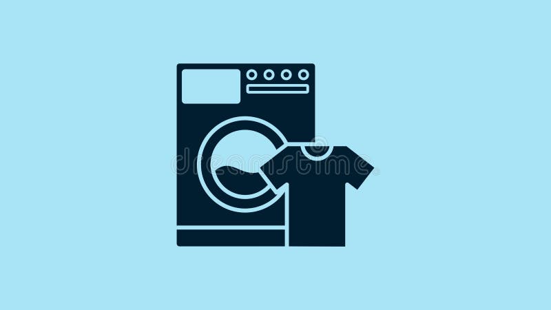 Icône bleu laveuse et chemise isolée sur fond bleu. icône de la machine à laver. lave-linge lave-linge. maison illustration stock