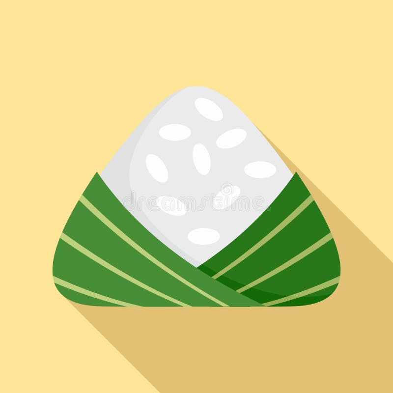 Icône chinoise de boulettes de riz, style plat illustration stock Icône chinoise de boulettes de riz, style plat illustration stock
