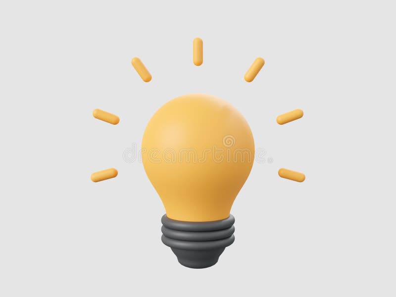 3d cartoon design illustration of light bulb icon isolated, Startup business idea concept. 3d cartoon design illustration of light bulb icon isolated, Startup business idea concept