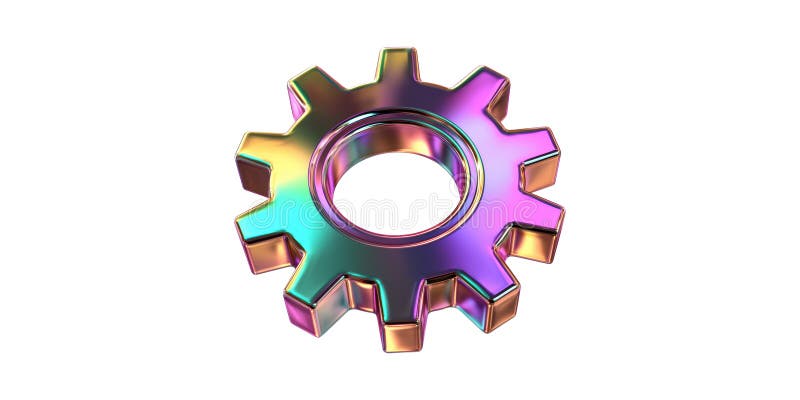 Icône d'engrenage couleur Iridescente. Symbole De L'Ingénierie Et De L'Innovation Technologiques Isolé Sur Un Contexte Transparent illustration libre de droits