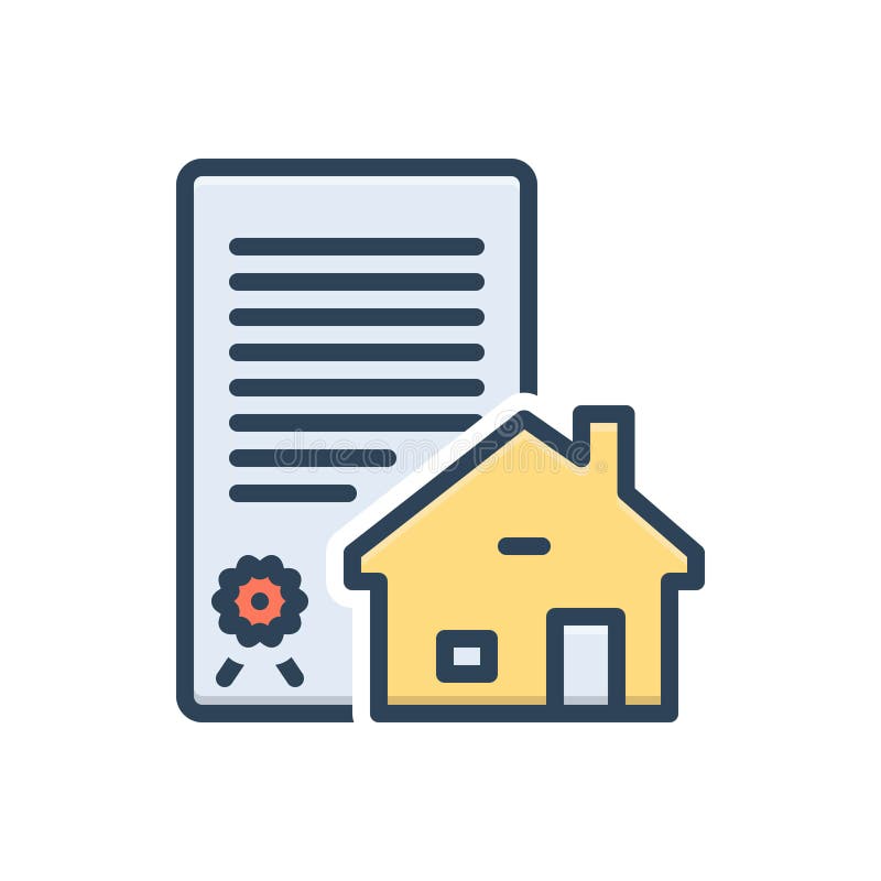 Color illustration icon for Aspect, form, known, document, house, certificate,  facet and side. Color illustration icon for Aspect, form, known, document, house, certificate,  facet and side