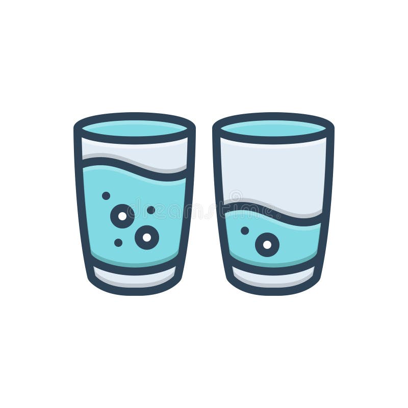 Color illustration icon for few, some, not many, glass, water, succinct, trifling, slight, insignificant and frivolous. Color illustration icon for few, some, not many, glass, water, succinct, trifling, slight, insignificant and frivolous