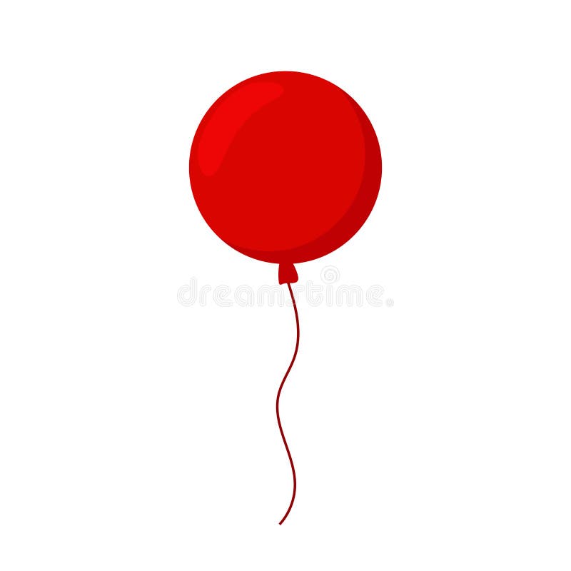 Icône d'isolement par ballon sur le fond blanc Grand ballon rouge rond avec le long ruban