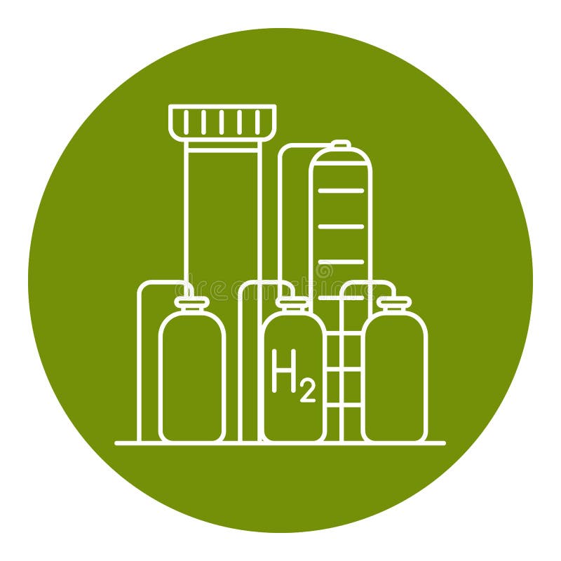 Icône d'usine d'hydrogène dans la ligne style mince illustration de vecteur Icône d'usine d'hydrogène dans la ligne style mince illustration de vecteur