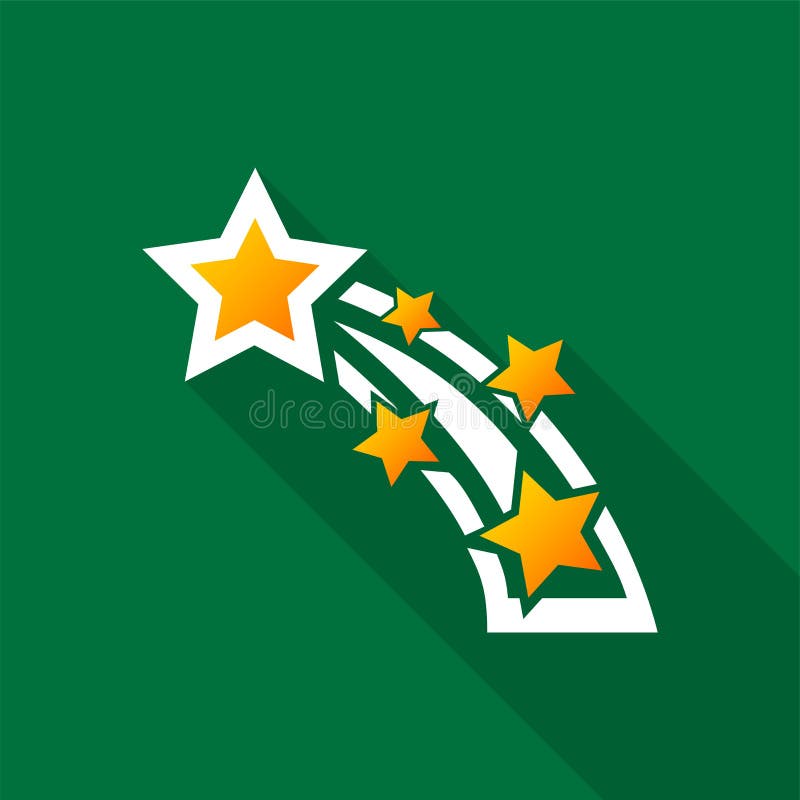 Icône d'étoile filante avec la longue ombre sur le fond vert illustration de vecteur Icône d'étoile filante avec la longue ombre sur le fond vert illustration de vecteur
