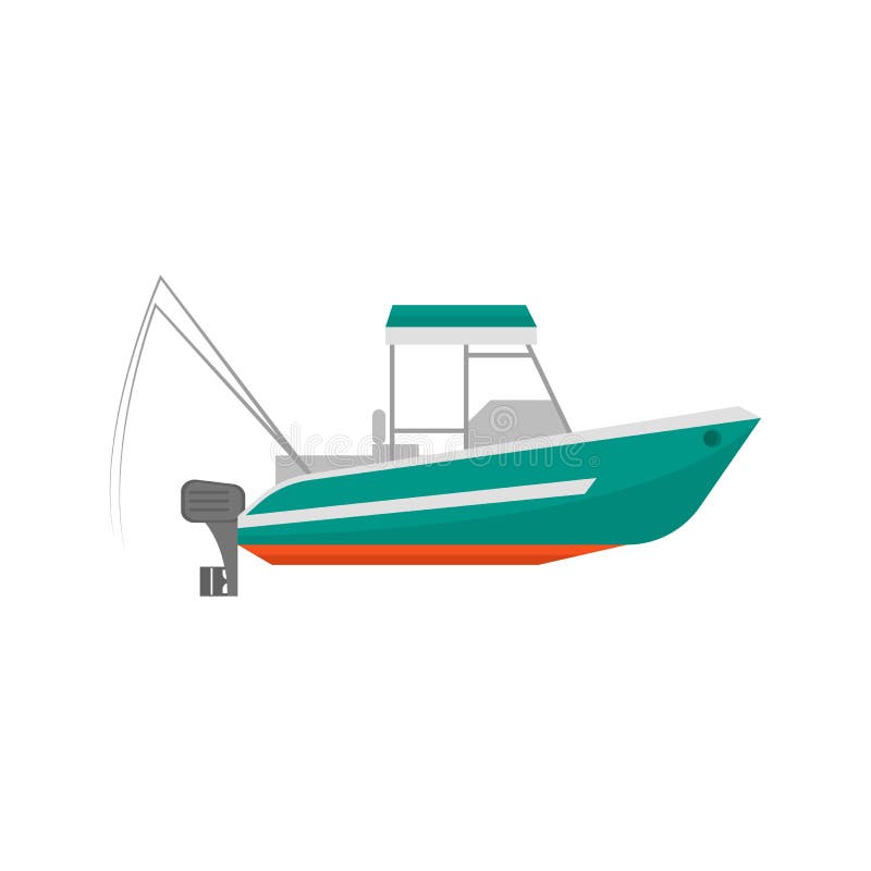 Icône de bateau de pêche de bande dessinée sur un blanc Vecteur illustration libre de droits Icône de bateau de pêche de bande dessinée sur un blanc Vecteur illustration libre de droits