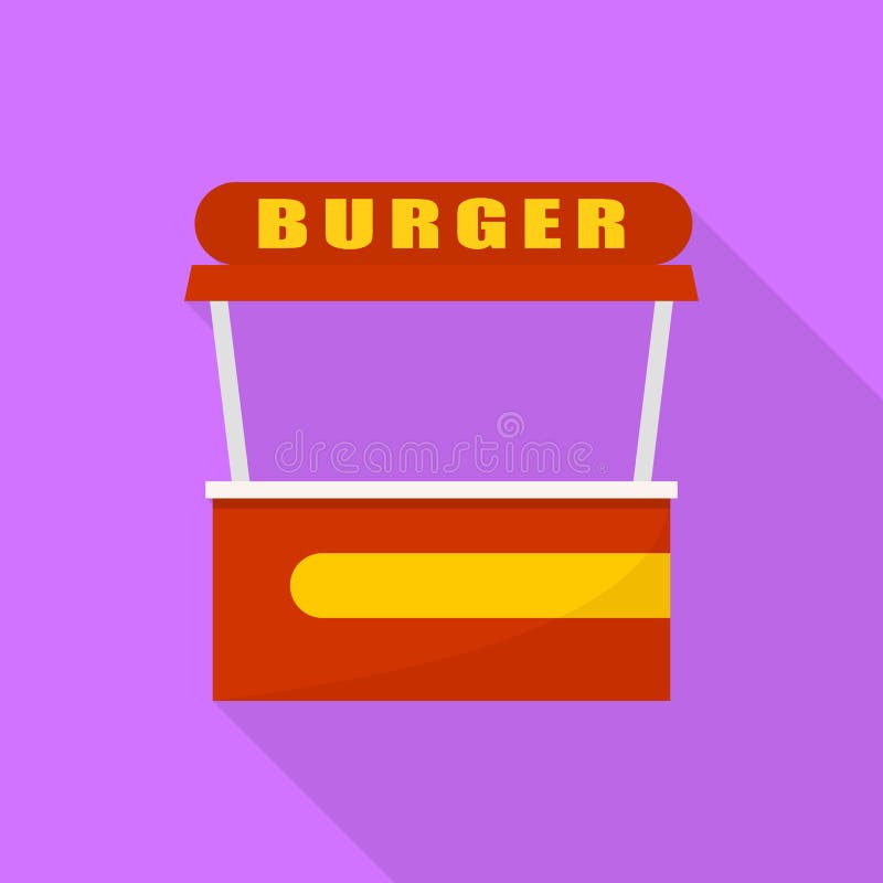 Icône de boutique de bureau de rue d'hamburger, style plat illustration stock Icône de boutique de bureau de rue d'hamburger, style plat illustration stock